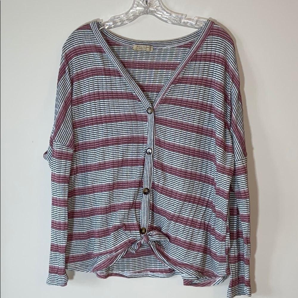 Polagram Tie Front Button-Up Shirt
